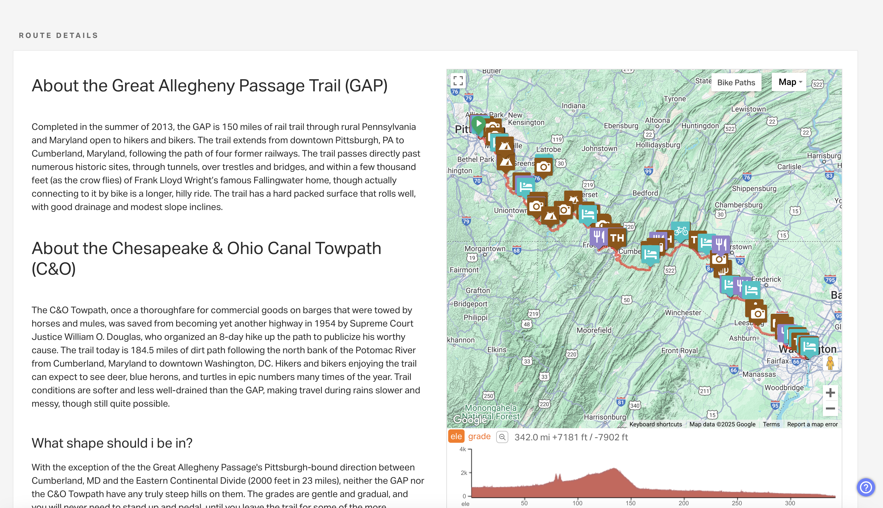 GAP Trail map and details